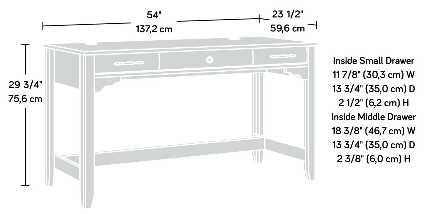 Rollingwood 54.02 Commercial Grade Writing Office Desk with 3-Drawers - Brushed Oak|Bureau de travail Rollingwood de 54,02 po de qualité commerciale à 3 tiroirs - chêne brossé