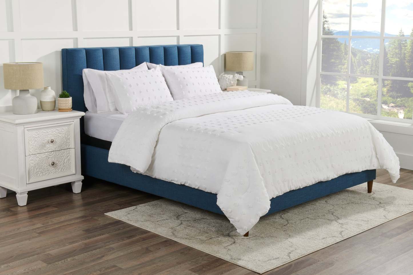 Ensemble d'édredon 3 pièces Rowan pour très grand lit - Blanc | Ensemble d'édredon Rowan 3 pièces pour très grand lit - blanc