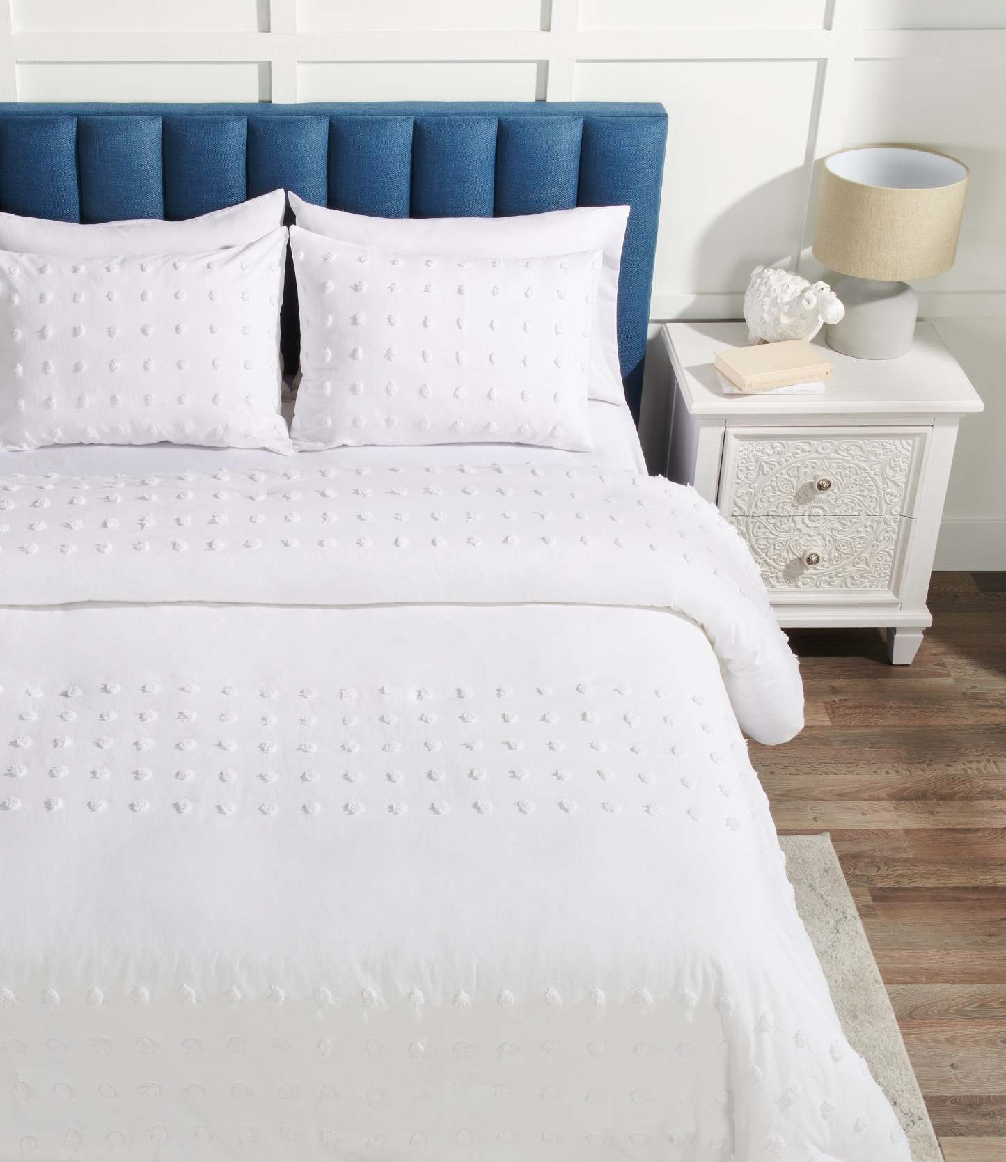 Ensemble d'édredon 3 pièces Rowan pour très grand lit - Blanc | Ensemble d'édredon Rowan 3 pièces pour très grand lit - blanc