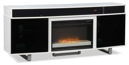 Meuble pour téléviseur moderne Odesos de 72 po avec foyer électrique, rangement et système de gestion des câbles pour téléviseurs jusqu'à 80 po