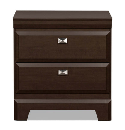 Table de chevet à 2 tiroirs Yorkdale, 23,5 L x 24,7 H, fabriquée au Canada - Marron | Table de nuit Yorkdale de 23,5 po (L) x 24,7 po (H) à 2 tiroirs, fabriquée au Canada - brune