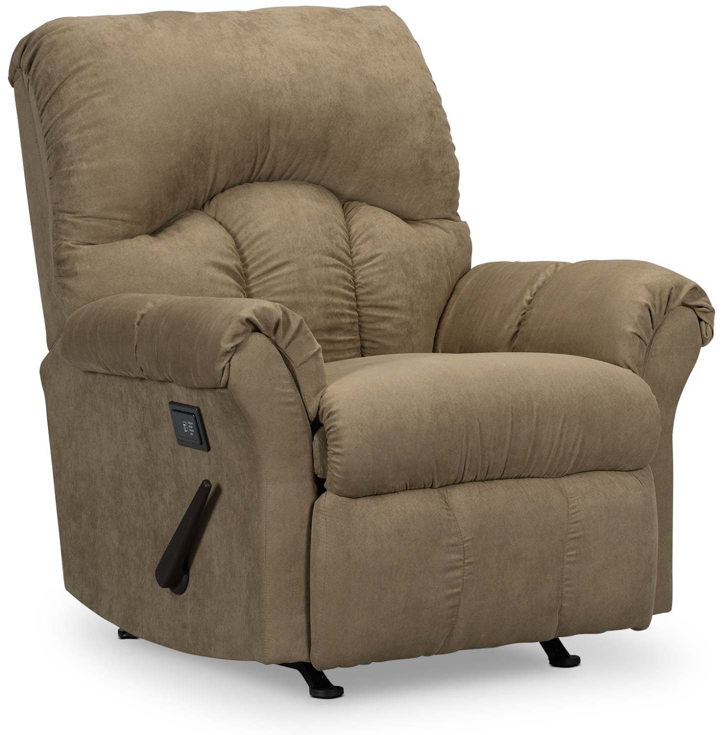 Fauteuil de massage inclinable 6734 en microsuède avec accoudoirs de rangement - moka