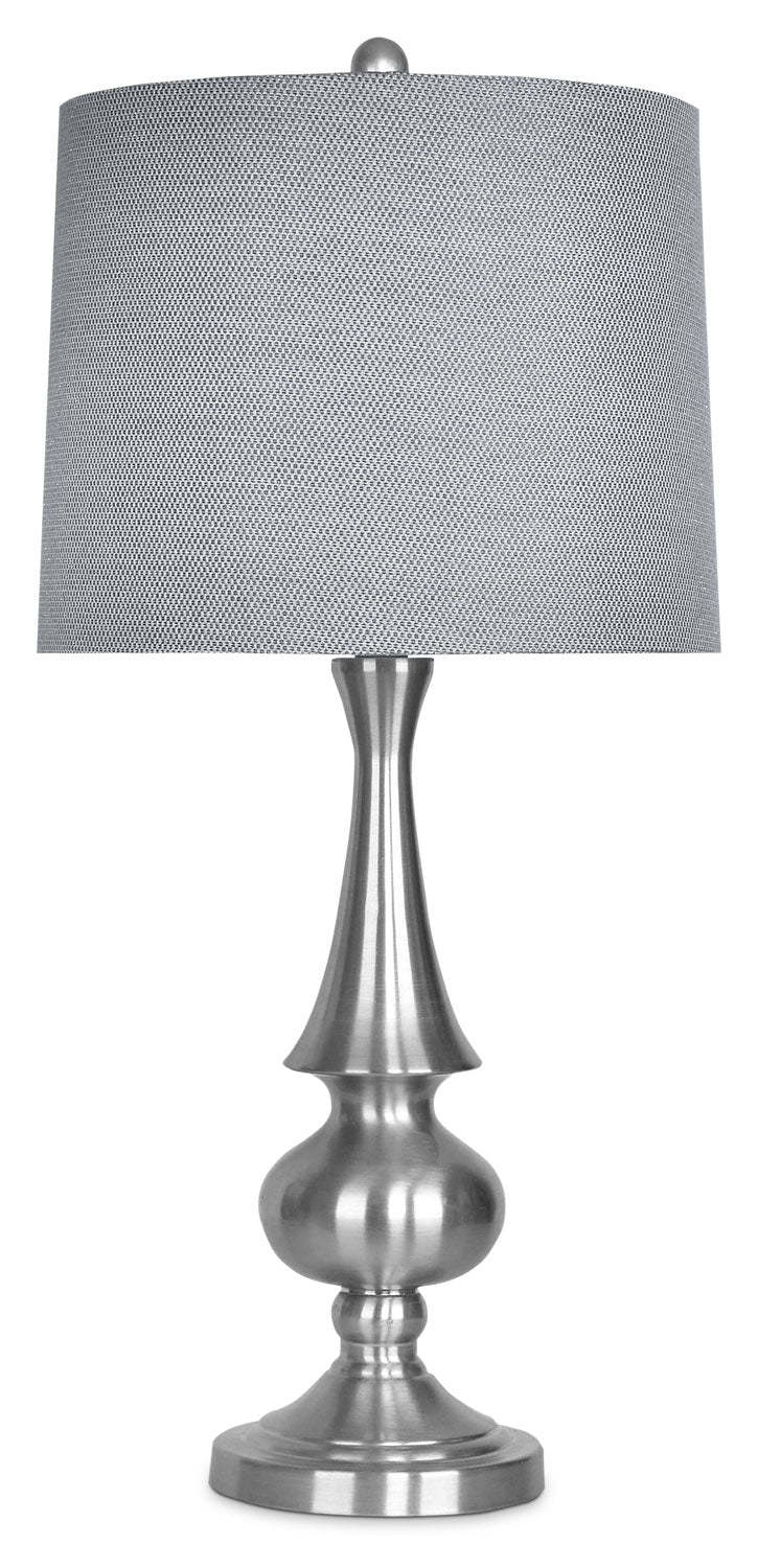 27.25 Lampe de table en nickel brossé|Lampe de table de 27,25 po nickel brossé