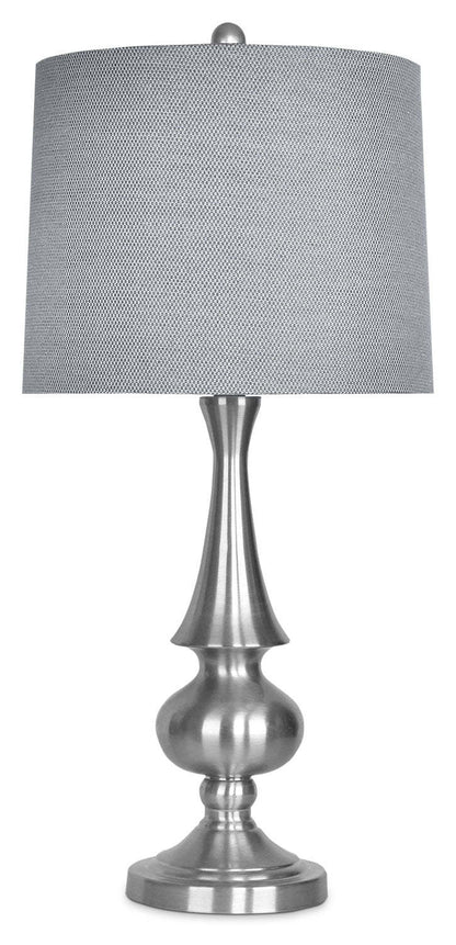 27.25 Lampe de table en nickel brossé|Lampe de table de 27,25 po nickel brossé