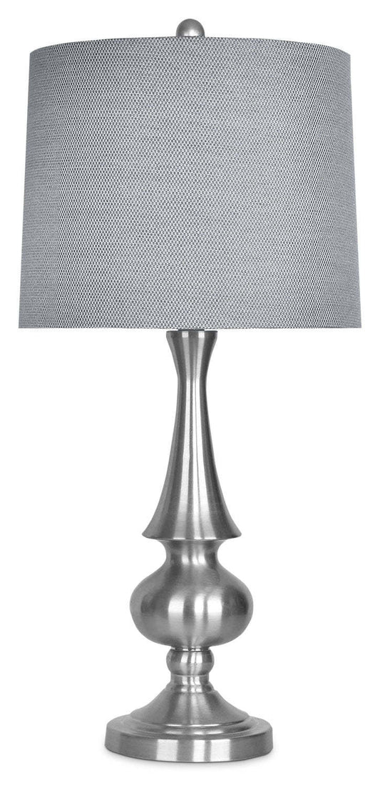 27.25 Lampe de table en nickel brossé|Lampe de table de 27,25 po nickel brossé