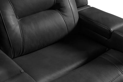 Fauteuil à inclinaison électrique Ryker de 36,8 po en tissu d'apparence cuir avec accoudoirs de rangement et port USB - gris