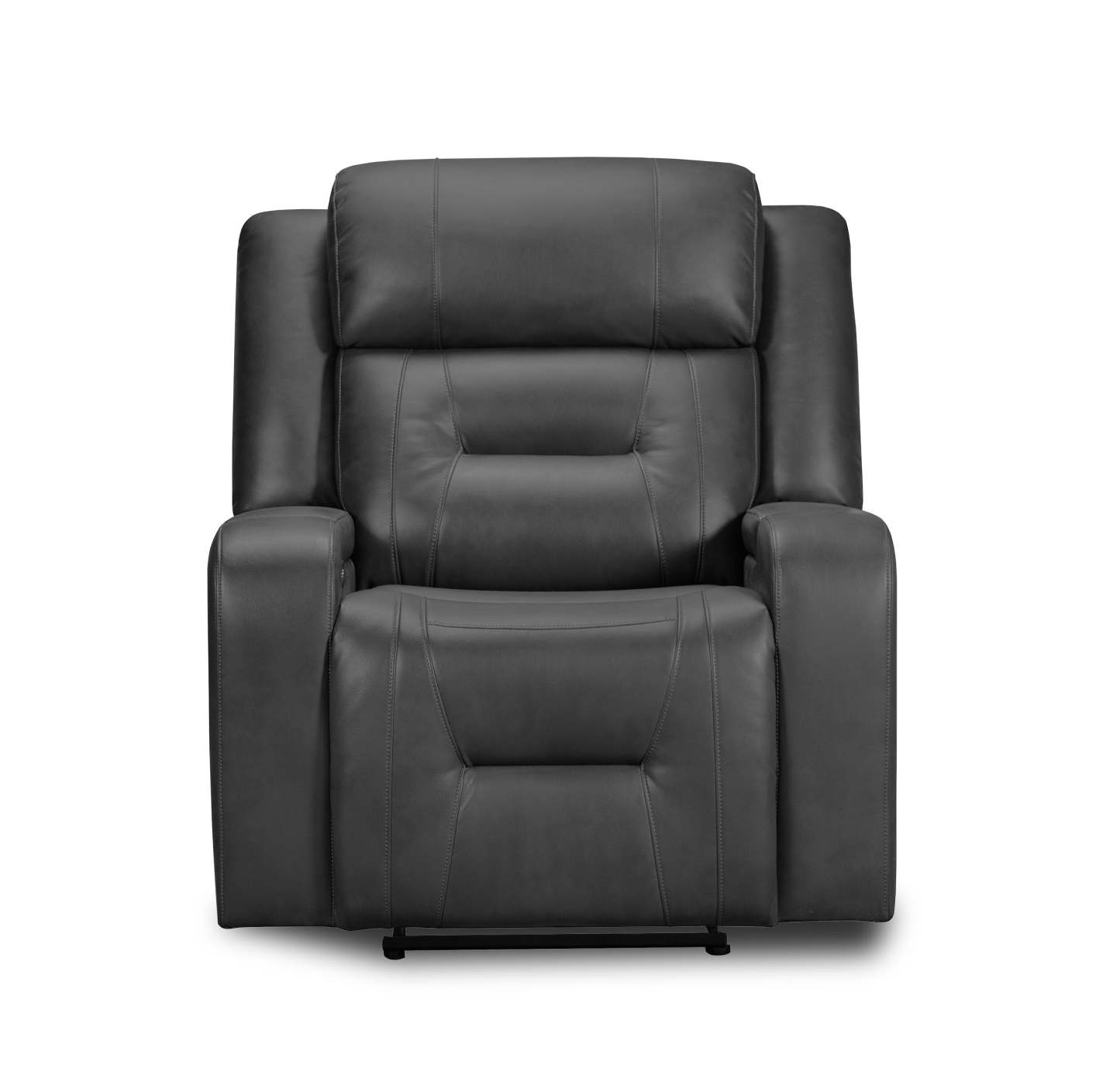 Fauteuil à inclinaison électrique Ryker de 36,8 po en tissu d'apparence cuir avec accoudoirs de rangement et port USB - gris