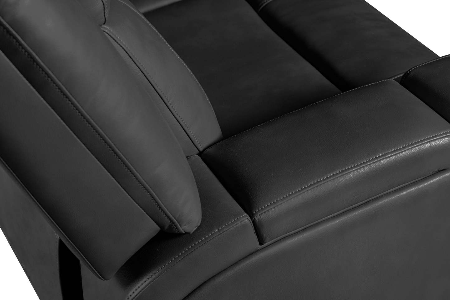 Canapé à inclinaison électrique Ryker de 82,5 po en tissu d'apparence cuir avec accoudoirs de rangement et ports USB - gris