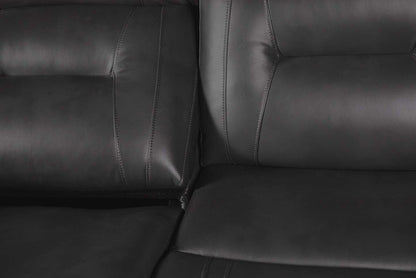 Canapé à inclinaison électrique Ryker de 82,5 po en tissu d'apparence cuir avec accoudoirs de rangement et ports USB - gris