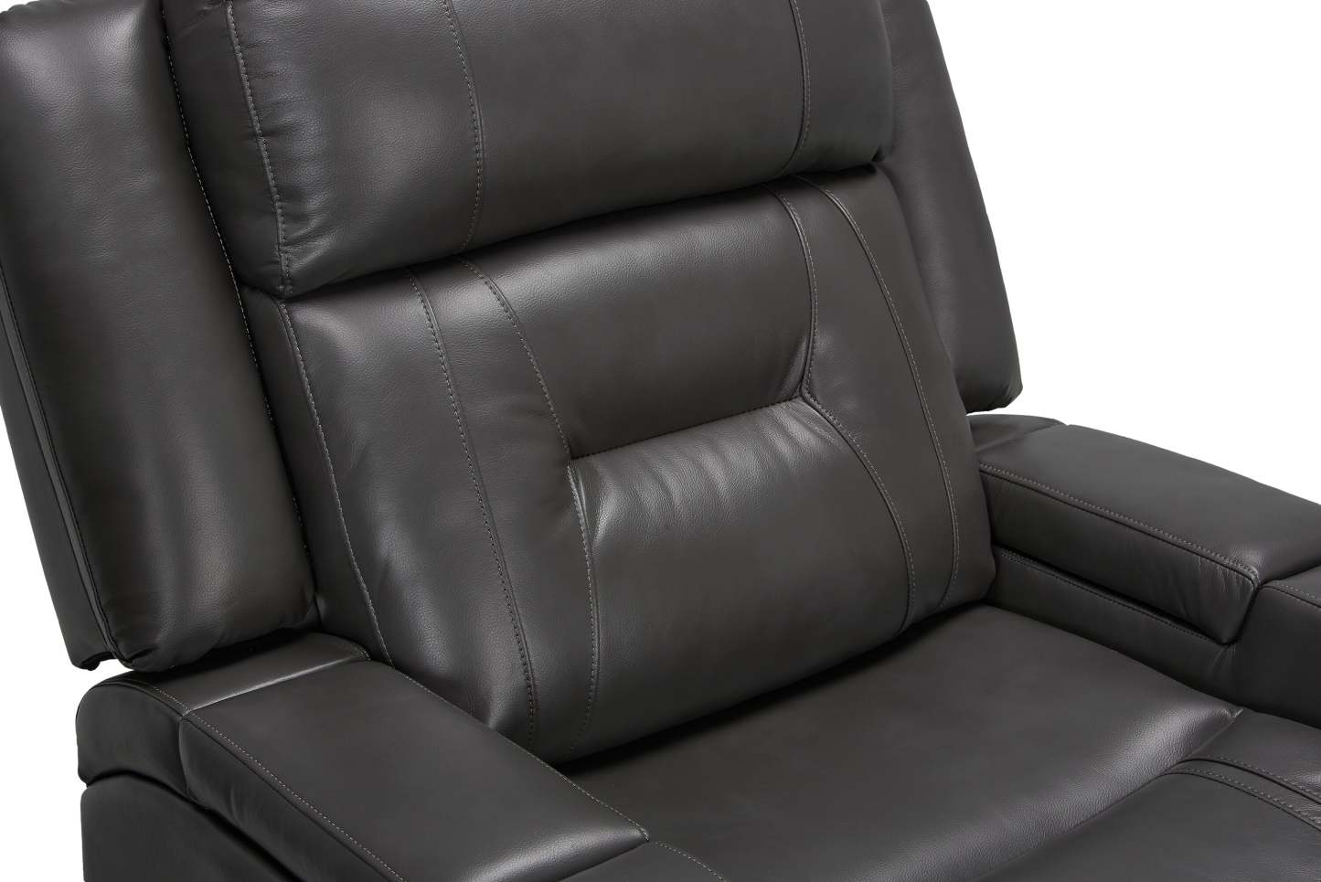 Fauteuil inclinable Ryker de 36,8 po en tissu d’apparence cuir avec accoudoirs de rangement - gris