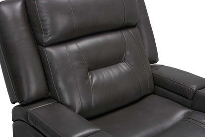 Fauteuil inclinable Ryker de 36,8 po en tissu d’apparence cuir avec accoudoirs de rangement - gris