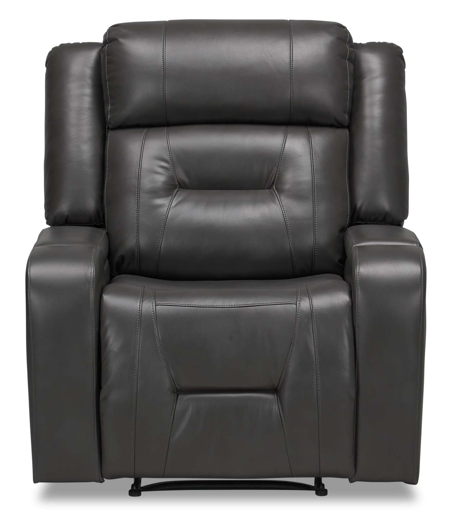 Fauteuil inclinable Ryker de 36,8 po en tissu d’apparence cuir avec accoudoirs de rangement - gris