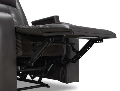 Causeuse inclinable Ryker de 72,24 po en tissu d'apparence cuir avec console de rangement - grise