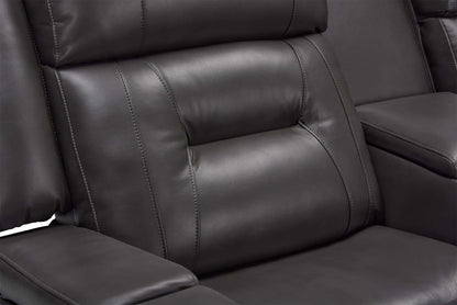 Causeuse inclinable Ryker de 72,24 po en tissu d'apparence cuir avec console de rangement - grise