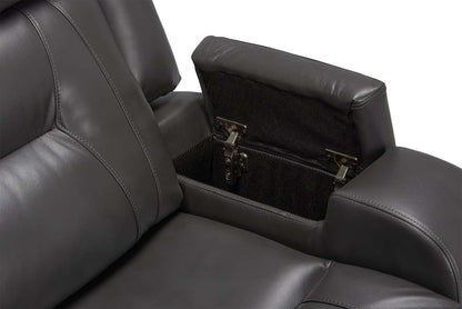 Fauteuil inclinable Ryker de 36,8 po en tissu d’apparence cuir avec accoudoirs de rangement - gris