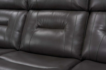 Sofa inclinable Ryker de 82,5 po en tissu d’apparence cuir avec accoudoirs de rangement - gris