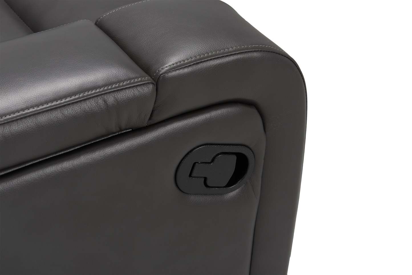 Causeuse inclinable Ryker de 72,24 po en tissu d'apparence cuir avec console de rangement - grise