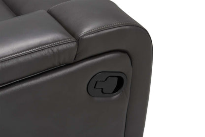 Sofa inclinable Ryker de 82,5 po en tissu d’apparence cuir avec accoudoirs de rangement - gris