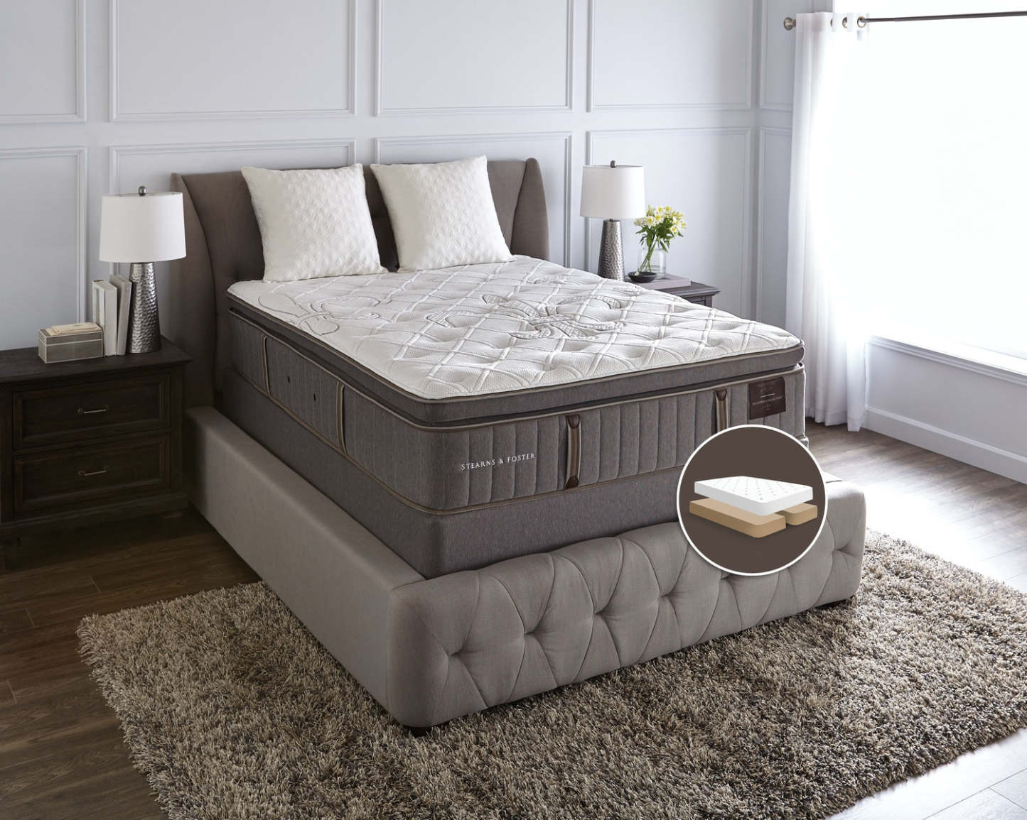 Stearns &amp; Foster Eastminster Pillow-Top Split Queen Mattress Set|Ensemble matelas à plateau-coussin divisé Eastminster de Stearns &amp; Foster pour grand lit