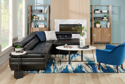 Sabrina 14 Accent Table - Black with White Marble Look Top|Table d'appoint Sabrina de 14 po - noire avec dessus en imitation de marbre blanc