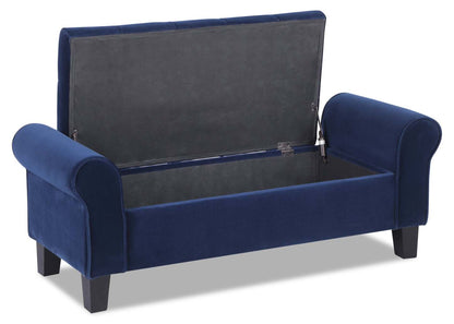 Banc de rangement Sadie 53 - Velours bleu|Banc de rangement Sadie de 53 po - velours bleu