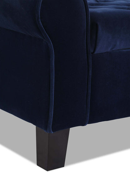 Banc de rangement Sadie 53 - Velours bleu|Banc de rangement Sadie de 53 po - velours bleu
