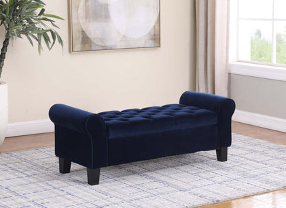 Banc de rangement Sadie 53 - Velours bleu|Banc de rangement Sadie de 53 po - velours bleu