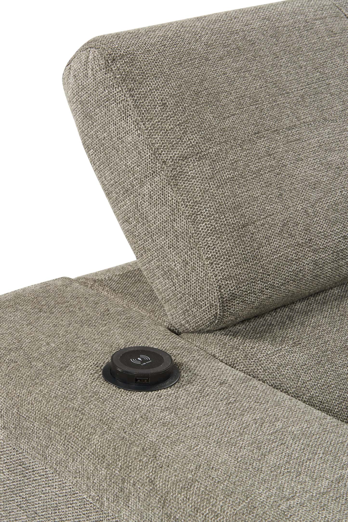 Savvy 3-Piece Linen-Look Fabric Sleeper Sectional with Adjustable Headrests - Grey | Sofa-lit sectionnel Savvy 3 pièces en tissu d’apparence lin avec appuie-têtes réglables - gris