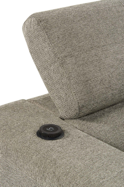 Savvy 3-Piece Linen-Look Fabric Sleeper Sectional with Adjustable Headrests - Grey | Sofa-lit sectionnel Savvy 3 pièces en tissu d’apparence lin avec appuie-têtes réglables - gris