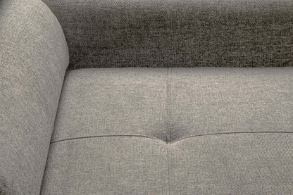 Sofa-lit sectionnel Savvy 3 pièces en tissu d’apparence lin avec 2 fauteuils longs de rangement et appuie-têtes réglables - gris