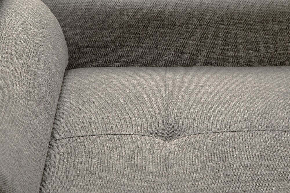 Sofa-lit sectionnel de droite Savvy 5 pièces en tissu d’apparence lin avec fauteuil long de rangement et appuie-têtes réglables - gris