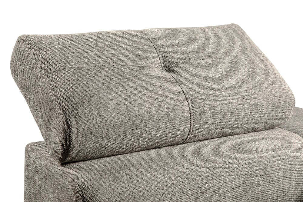 Savvy 5-Piece Left-Facing Linen-Look Fabric Sleeper Sectional with Storage Chaise and Adjustable Headrests - Grey | Canapé-lit sectionnel gauche Savvy 5 pièces en tissu d’apparence lin avec chaise longue de rangement et appuie-têtes réglables - gris