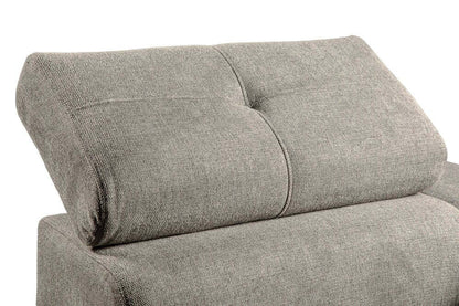 Sofa-lit sectionnel Savvy 3 pièces en tissu d’apparence lin avec 2 fauteuils longs de rangement et appuie-têtes réglables - gris