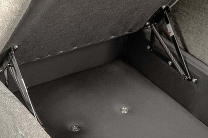 Sofa-lit sectionnel Savvy 3 pièces en tissu d’apparence lin avec 2 fauteuils longs de rangement et appuie-têtes réglables - gris