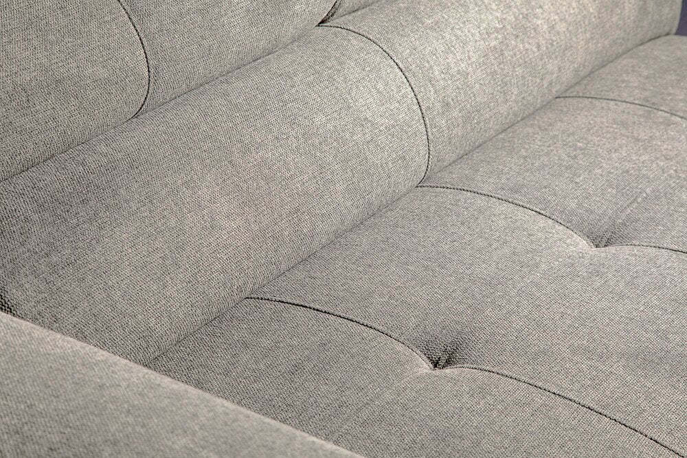 Sofa-lit sectionnel de droite Savvy 5 pièces en tissu d’apparence lin avec fauteuil long de rangement et appuie-têtes réglables - gris