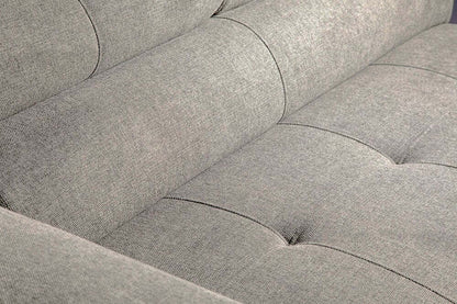 Sofa-lit sectionnel de droite Savvy 5 pièces en tissu d’apparence lin avec fauteuil long de rangement et appuie-têtes réglables - gris