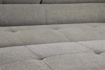 Sofa-lit sectionnel Savvy 3 pièces en tissu d’apparence lin avec 2 fauteuils longs de rangement et appuie-têtes réglables - gris