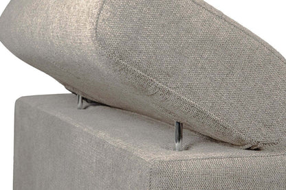 Sofa-lit sectionnel Savvy 3 pièces en tissu d’apparence lin avec 2 fauteuils longs de rangement et appuie-têtes réglables - gris