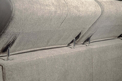 Savvy 5-Piece Left-Facing Linen-Look Fabric Sleeper Sectional with Storage Chaise and Adjustable Headrests - Grey | Canapé-lit sectionnel gauche Savvy 5 pièces en tissu d’apparence lin avec chaise longue de rangement et appuie-têtes réglables - gris