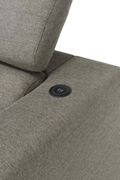 Savvy 2-Piece Left-Facing Linen-Look Fabric Sleeper Sectional with Storage Chaise and Adjustable Headrests - Grey | Canapé-lit sectionnel gauche Savvy 2 pièces en tissu d’apparence lin avec chaise longue de rangement et appuie-têtes réglables - gris