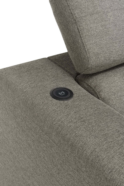 Sofa-lit sectionnel de droite Savvy 2 pièces en tissu d’apparence lin avec fauteuil long de rangement et appuie-têtes réglables - gris