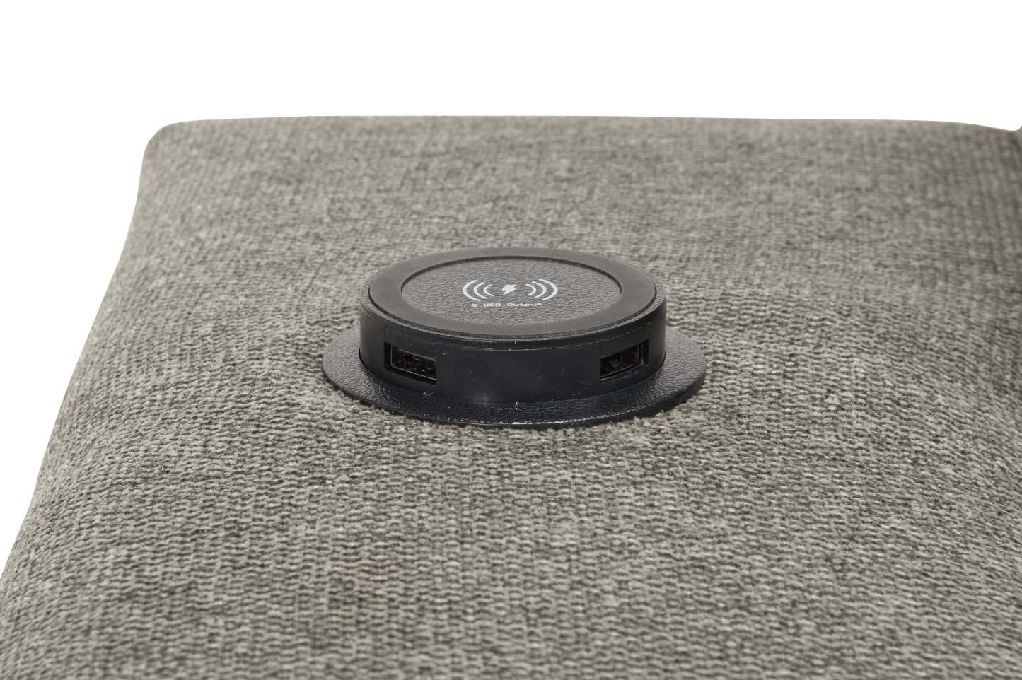 Sofa-lit sectionnel de droite Savvy 2 pièces en tissu d’apparence lin avec fauteuil long de rangement et appuie-têtes réglables - gris