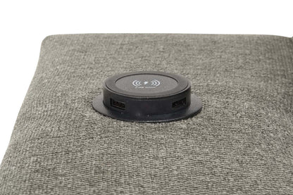 Sofa-lit sectionnel de droite Savvy 2 pièces en tissu d’apparence lin avec fauteuil long de rangement et appuie-têtes réglables - gris