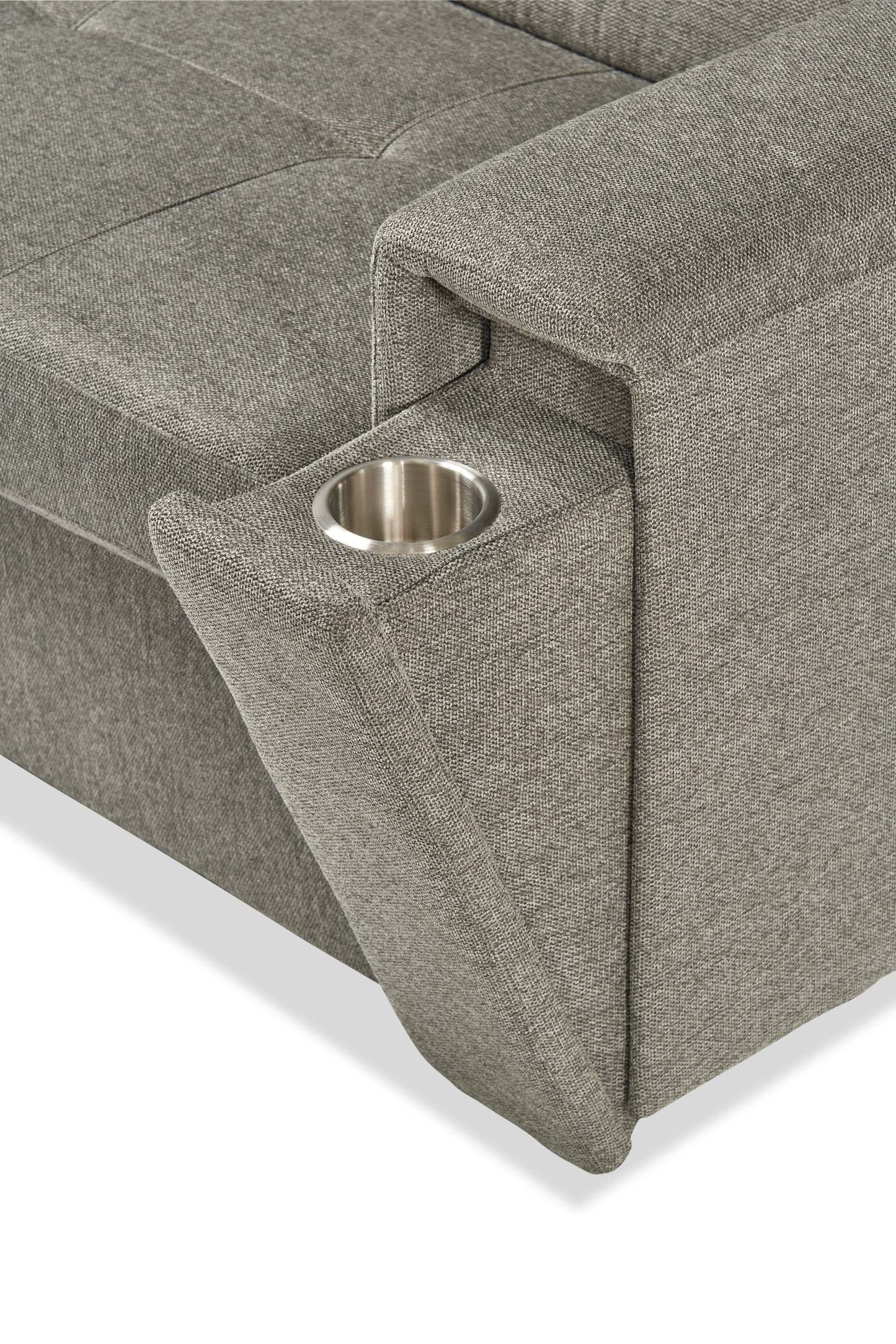 Savvy 3-Piece Left-Facing Linen-Look Fabric Sleeper Sectional with Storage Chaise and Adjustable Headrests - Grey | Sofa-lit sectionnel de gauche Savvy 3 pièces en tissu d’apparence lin avec fauteuil long de rangement et appuie-têtes réglables - gris