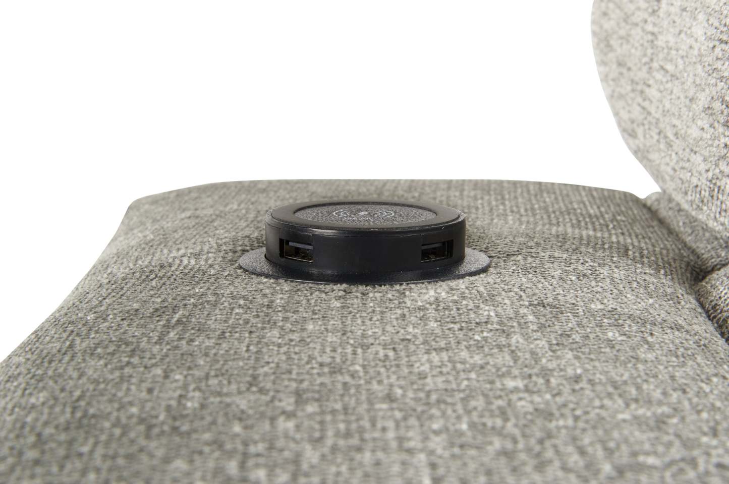 Canapé-lit sectionnel de droite Savvy 3 pièces en tissu d'apparence lin avec fauteuil long de rangement et appuie-têtes réglables - gris