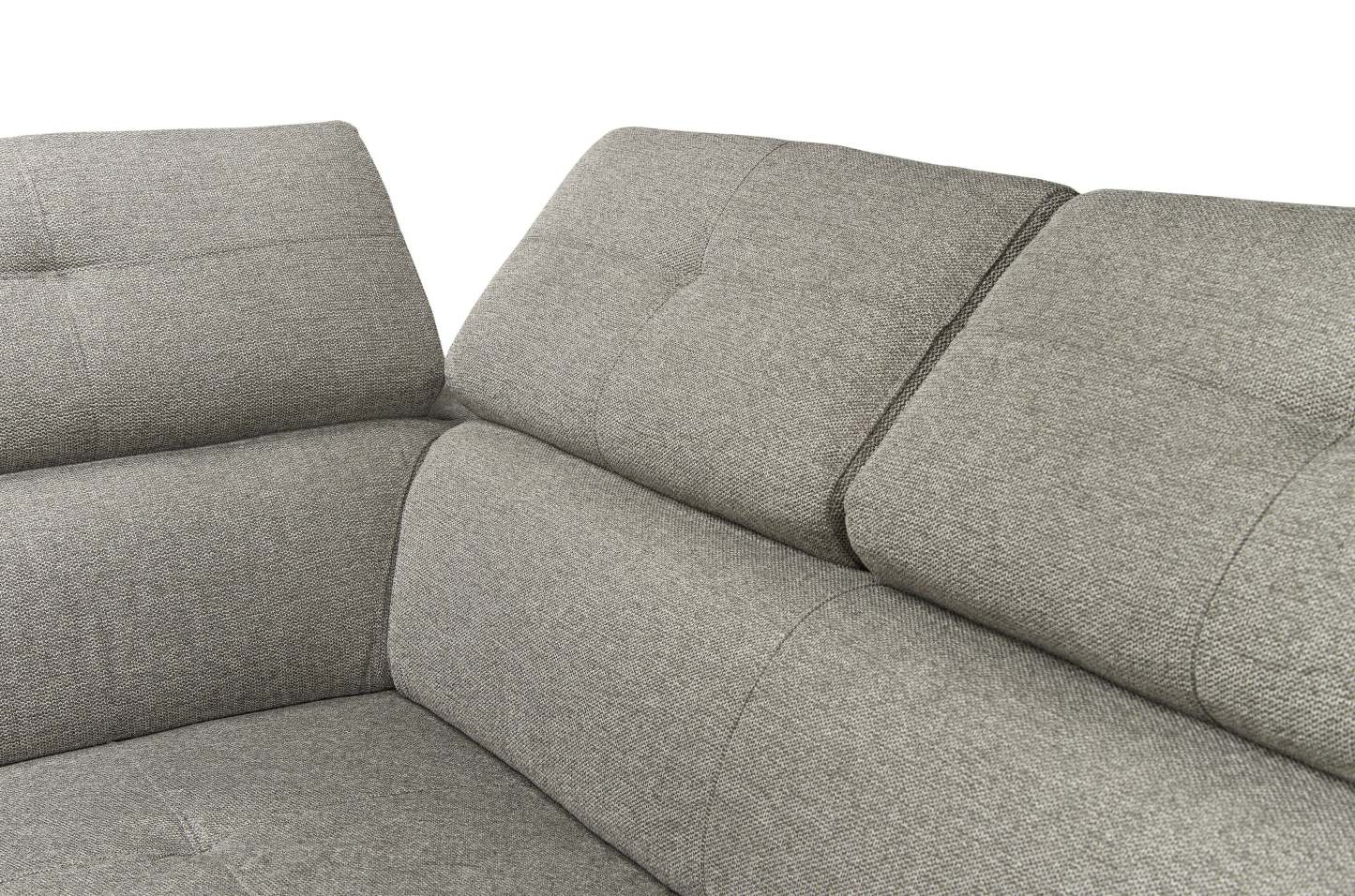 Savvy 3-Piece Left-Facing Linen-Look Fabric Sleeper Sectional with Storage Chaise and Adjustable Headrests - Grey | Sofa-lit sectionnel de gauche Savvy 3 pièces en tissu d’apparence lin avec fauteuil long de rangement et appuie-têtes réglables - gris
