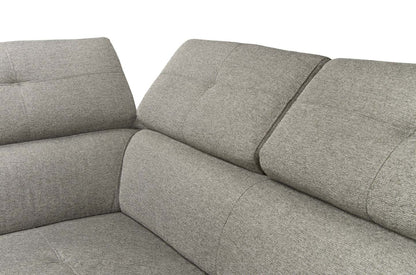Savvy 3-Piece Left-Facing Linen-Look Fabric Sleeper Sectional with Storage Chaise and Adjustable Headrests - Grey | Sofa-lit sectionnel de gauche Savvy 3 pièces en tissu d’apparence lin avec fauteuil long de rangement et appuie-têtes réglables - gris