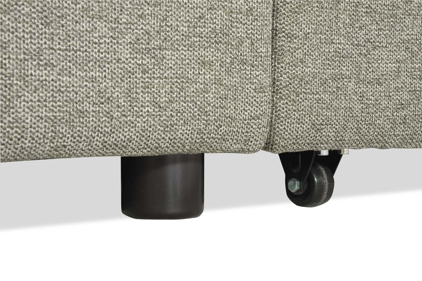 Savvy 3-Piece Left-Facing Linen-Look Fabric Sleeper Sectional with Storage Chaise and Adjustable Headrests - Grey | Sofa-lit sectionnel de gauche Savvy 3 pièces en tissu d’apparence lin avec fauteuil long de rangement et appuie-têtes réglables - gris