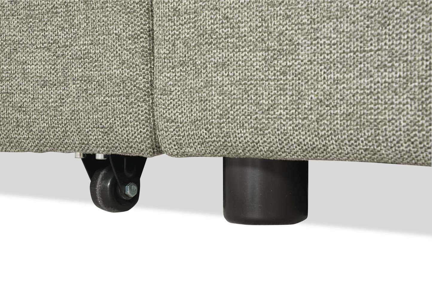 Canapé-lit sectionnel de droite Savvy 3 pièces en tissu d'apparence lin avec fauteuil long de rangement et appuie-têtes réglables - gris