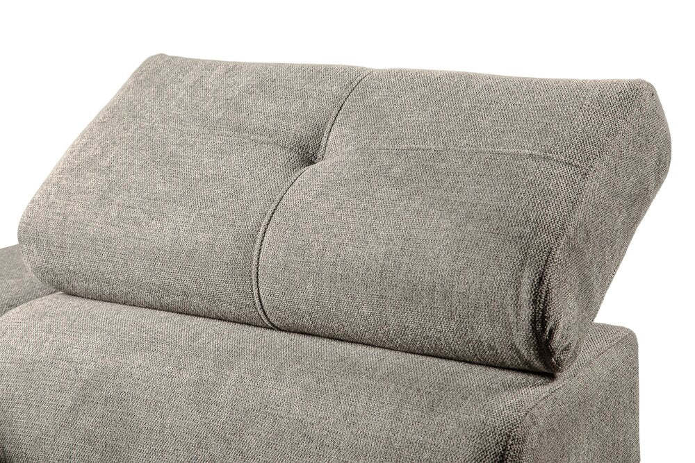 Sofa-lit sectionnel de droite Savvy 5 pièces en tissu d’apparence lin avec fauteuil long de rangement et appuie-têtes réglables - gris